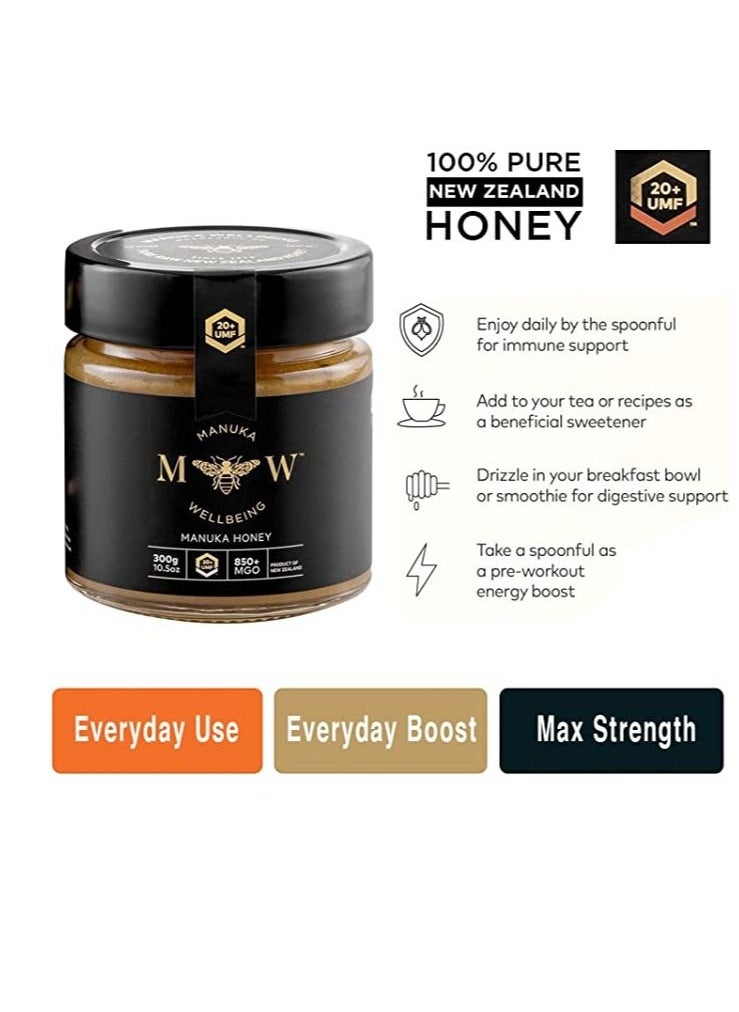 MANUKA WELLBEING - Pure New Zealand’s Finest Manuka Honey UMF 20+ ,MGO 850+, Certified Pure Raw Manuka Honey in a Jar. 300g. - Image 1
