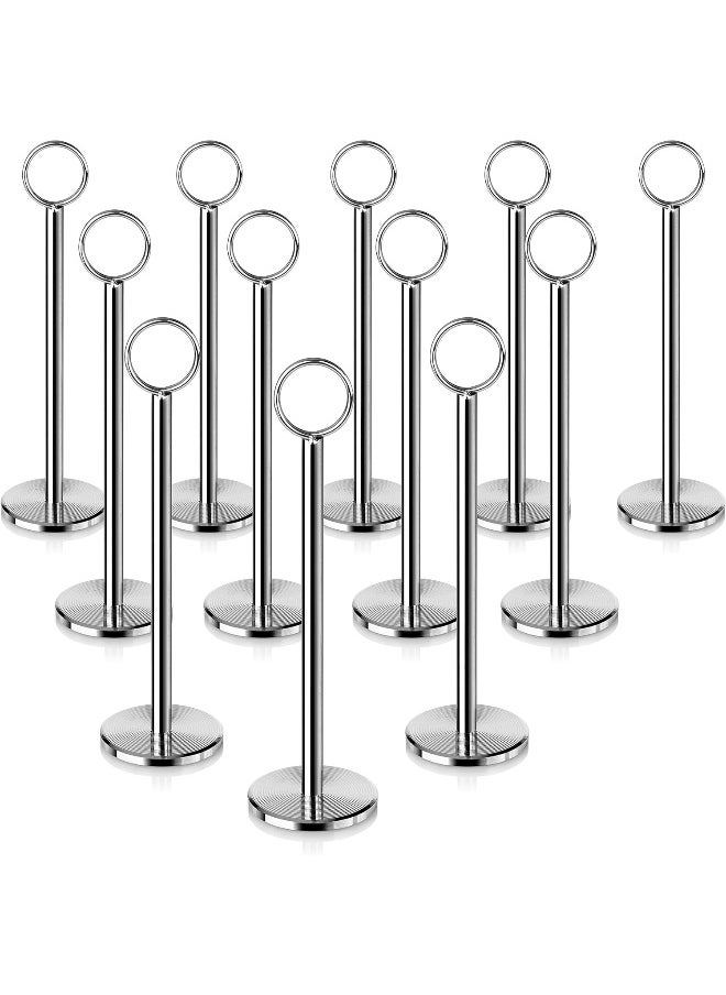 New Star Foodservice New Star Foodservice 23336 Split-Ring Style Place Card/Table Number Holder, 8 inch, Silver, Set of 12  - Image 1
