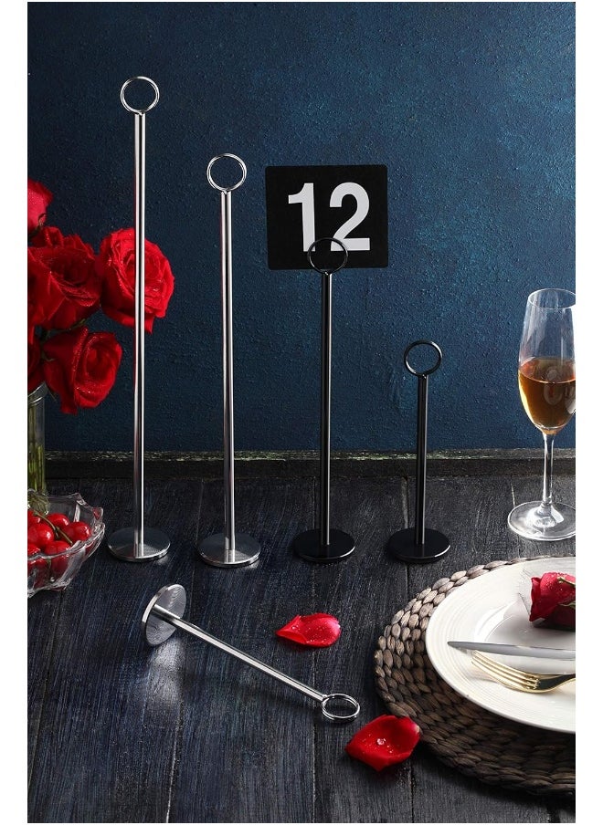 New Star Foodservice New Star Foodservice 23336 Split-Ring Style Place Card/Table Number Holder, 8 inch, Silver, Set of 12  - Image 3