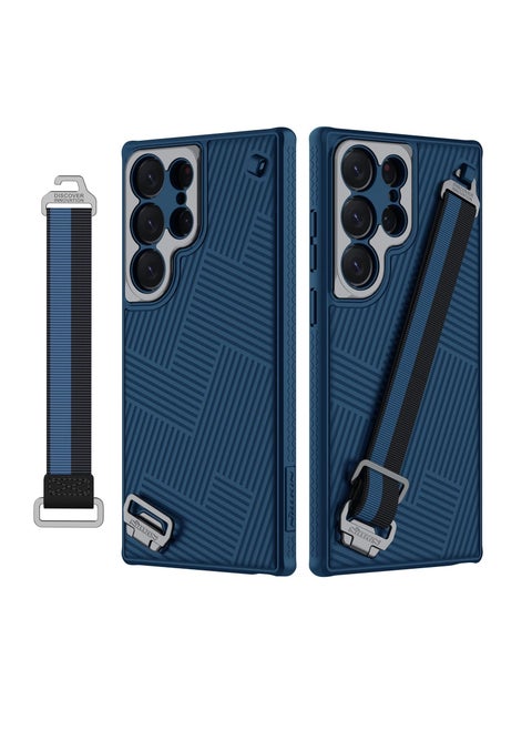 for Samsung Galaxy S23 Ultra Case with Detachable Rope Strap, Drop Protection, Hard Back & Soft Bumper, Slim Protective Phone Case for Galaxy S23 Ultra 6.8 Inch - Blue