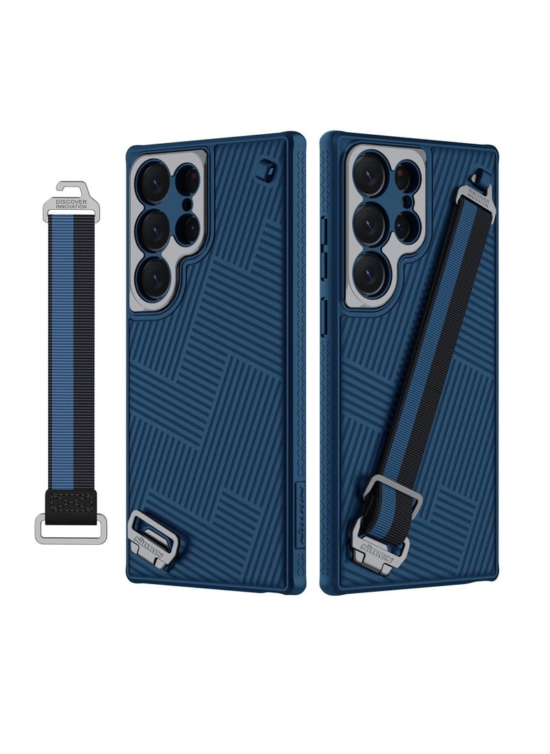 for Samsung Galaxy S23 Ultra Case with Detachable Rope Strap, Drop Protection, Hard Back & Soft Bumper, Slim Protective Phone Case for Galaxy S23 Ultra 6.8 Inch - Blue