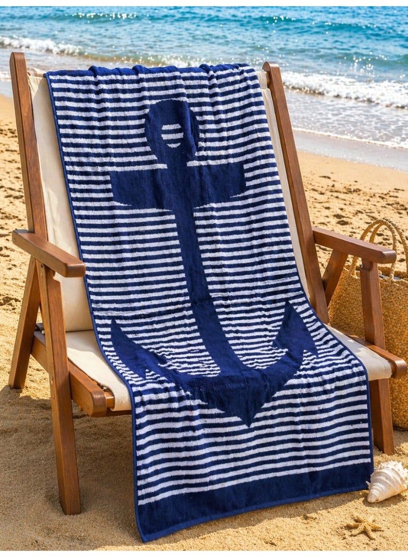 Cotton beach towel with a velvet lining, 70x140 cm. - Image 1