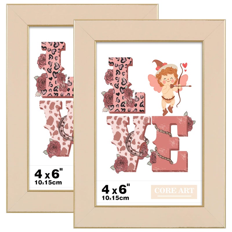 CORE ART 4x6 Picture Frames Ivory White 6x4 Photo Frames Set of 2  4 by 6 Colorful Frame with HD Plexiglass  Wall or Tabletop Display - Image 1