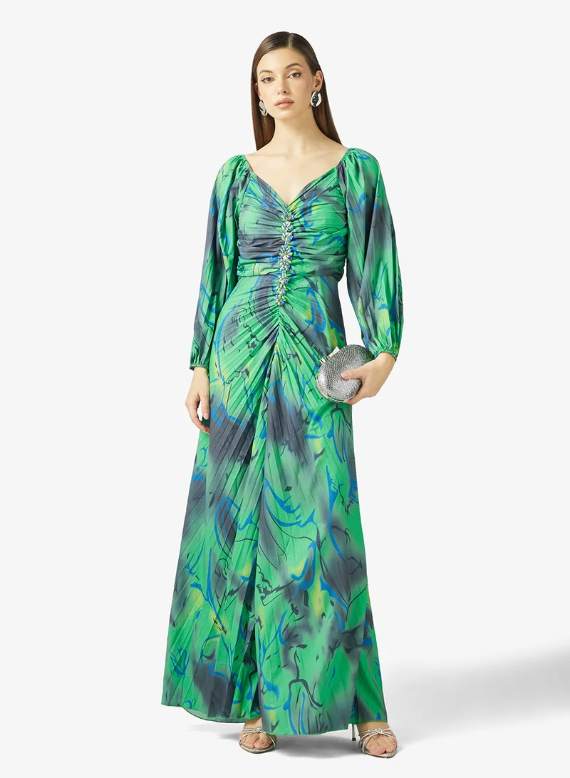ELLA Printed Dress With Slit