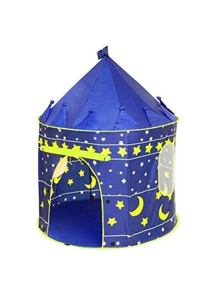 PROMASS Princess Castle Play Tent with Glow in The Dark Stars, conveniently Folds in to a Carrying Case, Your Kids Will Enjoy This Foldable POP Up Blue Play Tent/House Toy for Indoor & Outdoor Use - Image 1