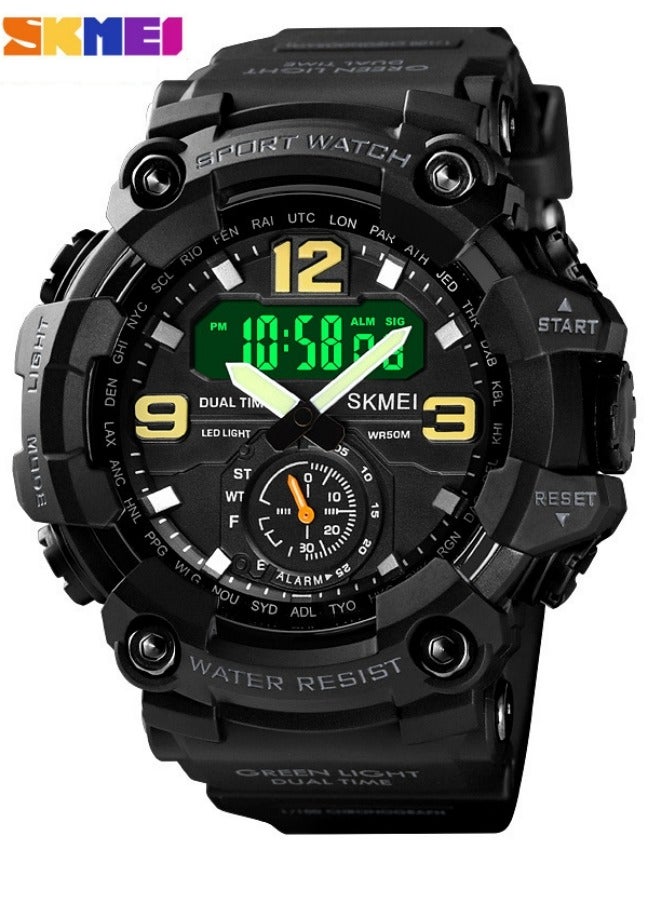 SKMEI Men's Analog Digital Multifunctional Waterproof Sport Wrist Watch - 56 mm - Black  - Image 1