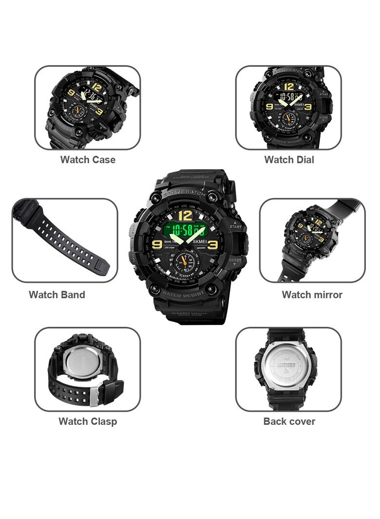 SKMEI Men's Analog Digital Multifunctional Waterproof Sport Wrist Watch - 56 mm - Black  - Image 4