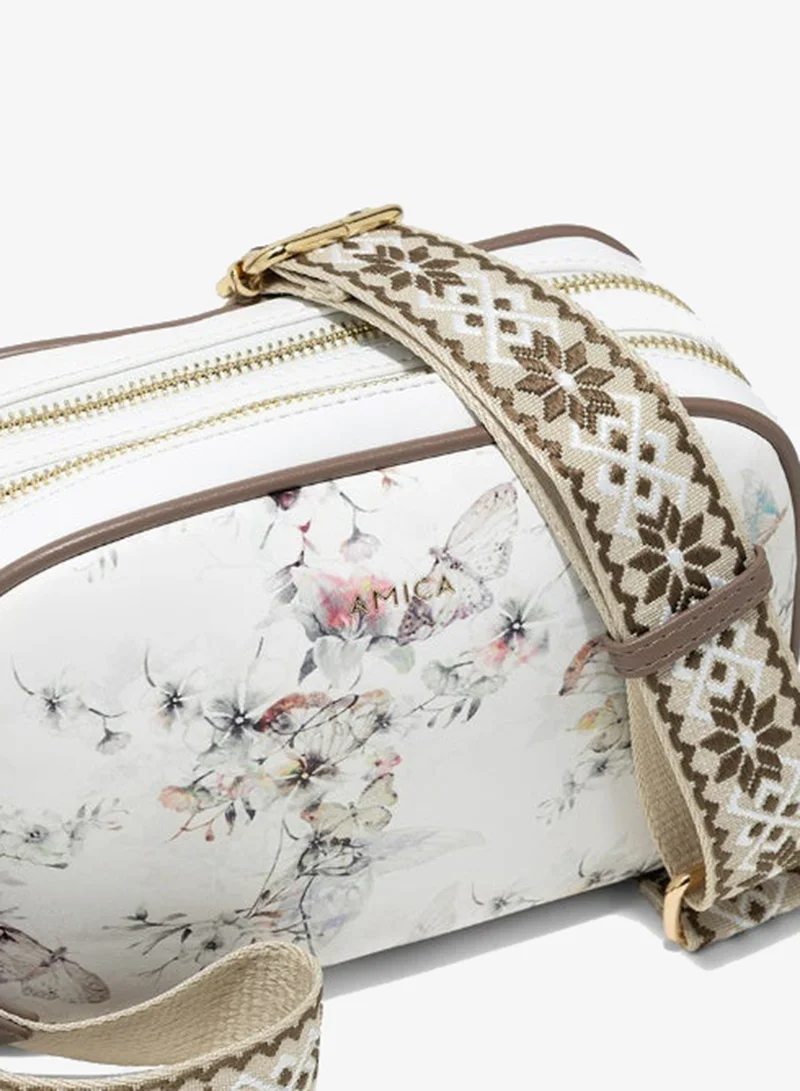 Amica  AMICA Flores Crossbody Bag - White Floral for Women | Best Price UAE