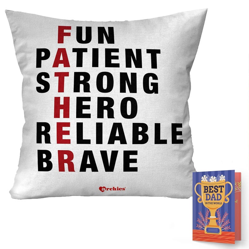 Archies ARCHIES Gift for Fathers Gifts for Father Cushion Cover 12x12x with Pillow Filler Card Gift Set for Father Dad Papa Father Day Giftting Idea FDC23CCFPIL13  - Image 1