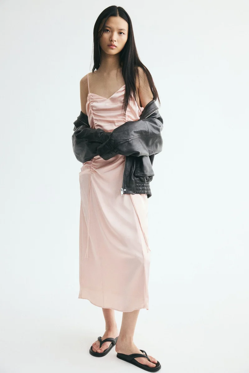 H&M  Drawstring-detail satin dress for Women | Best Price UAE
