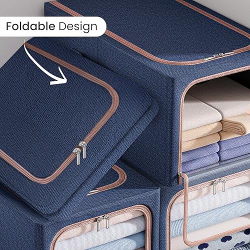 Yellow Weaves 2 Pcs Clothes Organizer for Wardrobe, Foldable, Stackable, Space Saver Closet Basket, Cupboard Almirah Organizer, Storage Box for Clothes (Coral Pink, Regular) - Image 5