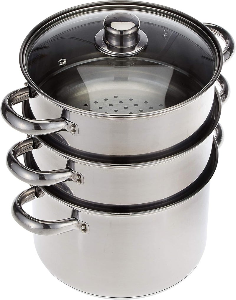 KitchenCraft Stainless Steel Three Tier 22cm Steamer - Image 1