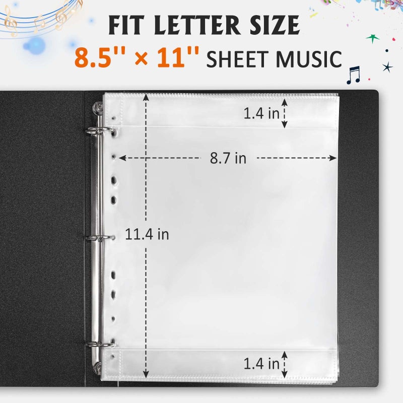 tutata Sheet Music Folder, Letter Size Music Binder, 80 Pages Capacity, Writable Choir Folder, Fit 8.5 x 11 Paper, Black - Image 2