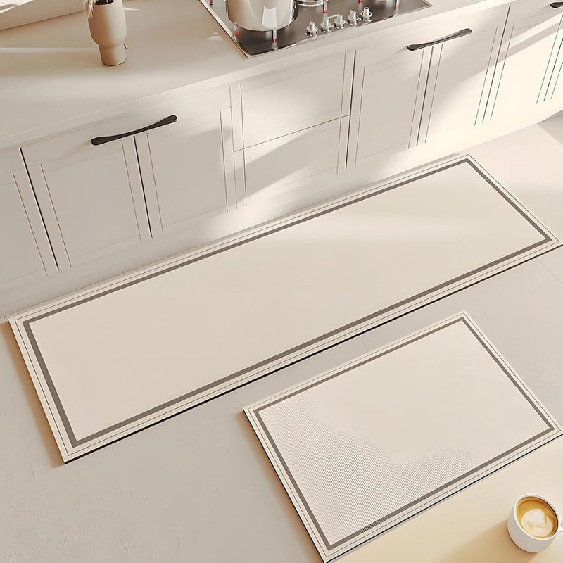 Xlot 2 Pcs Kitchen Rug,Leather Non Slip Kitchen Rugs Washable, Absorbent Runner Mat for Floor Kitchen Mats for in Front of Sink, Door, Laundry, Entryway, Hallway15.7"x23.6"+15.7"x47.2" (smooth) - Image 1