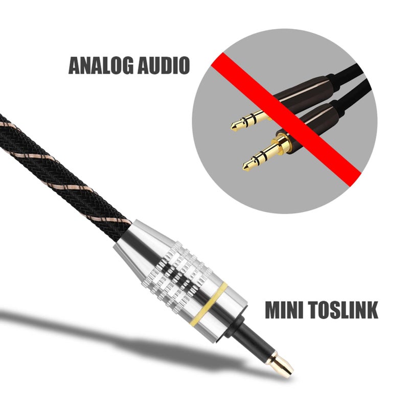 Zerone 1m Fiber Optic Audio Cable, Digital Optical Toslink to Mini Toslink SPDIF Cord for Devices with Round SPDIF Output Connect to Amplifier - Image 5