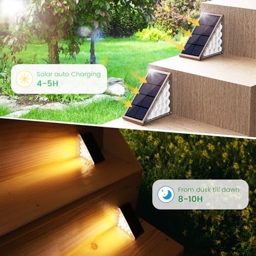JOFIOS Solar Step Lights for Outside, 12pack Solar Stair Lights Outdoor Waterproof IP67, Deck Step Lights, Outdoor Light Decor for Staircase, Patio, Front Step, Pathway, Front Porch(Warm Brown) - Image 2