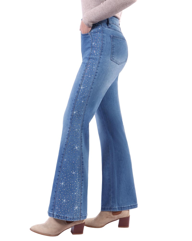 GRAPENT Cowgirl Jeans for Women Wide Leg Woman Trouser Fall Pants 2025 Distressed Concert Outfits Womens Medium Blue Flare Jeans, Medium Blue, L, US Size 12 to 14 - Image 1