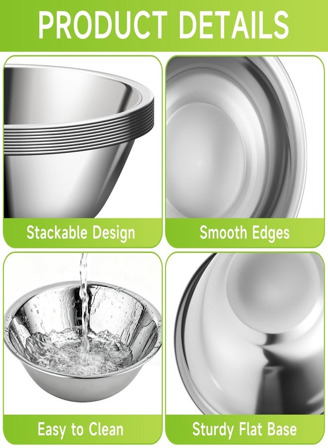 Dyrfolm 10 Pack Small Stainless Steel Bowls,6 Inch Prep Bowls with Flat Base, Metal Kitchen Mixing Bowls for Cooking, Baking, Serving, Meal Prep - Image 4