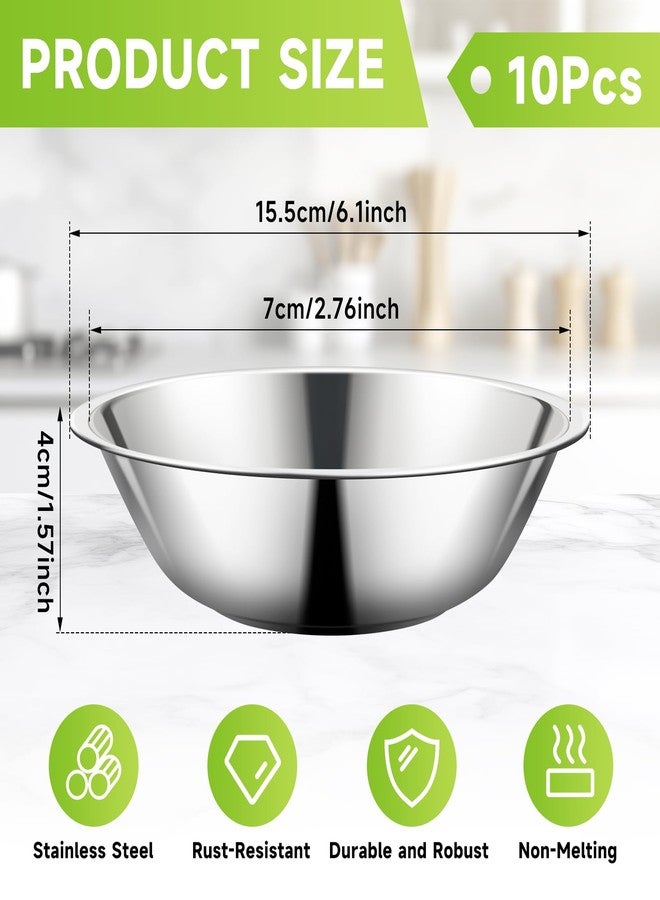 Dyrfolm 10 Pack Small Stainless Steel Bowls,6 Inch Prep Bowls with Flat Base, Metal Kitchen Mixing Bowls for Cooking, Baking, Serving, Meal Prep - Image 2
