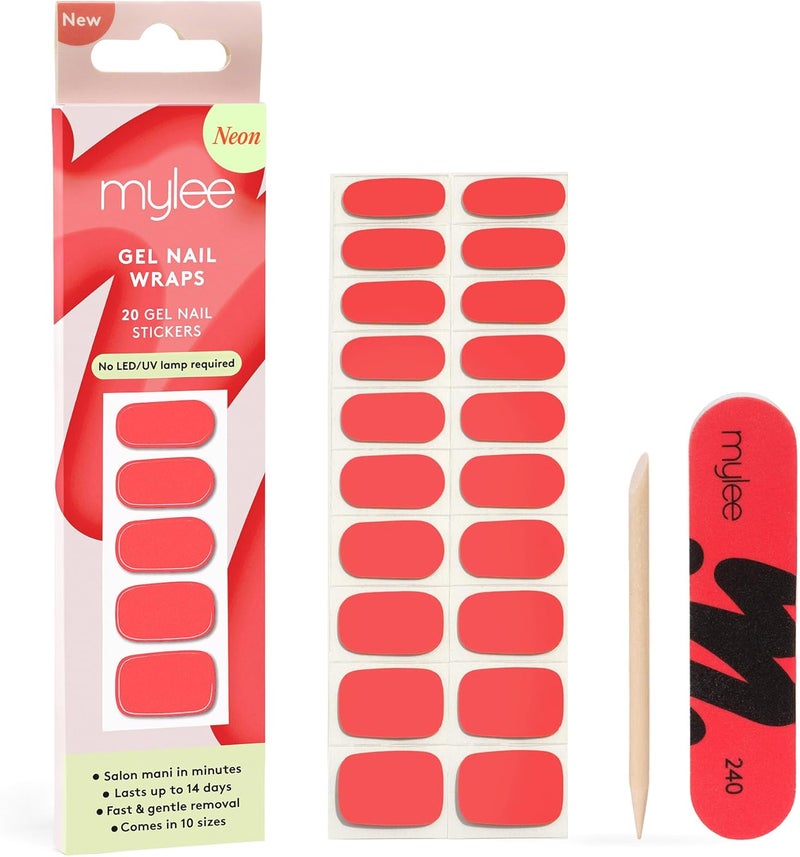 Mylee Gel Nail Wraps Be Yourself 10 PreCured Gel Stickers for Instant Mani No Lamp Needed ChipResistant Glossy Finish Lasts Up to 14 Days Easy to Apply Vegan CrueltyFree