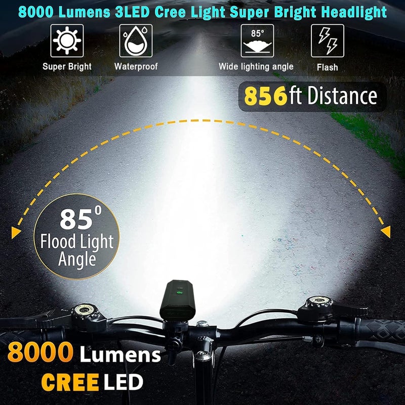 VICTAGEN 8000 Lumen Bike Lights for Night Riding with Rechargeable Headlight and Free Taillights - Image 5