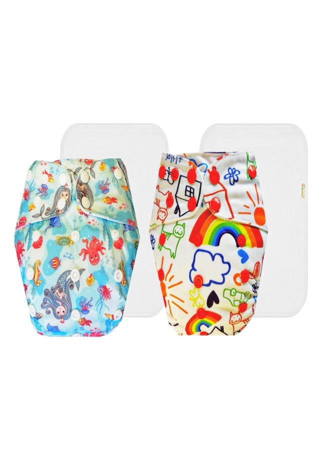Dumbledo Premium Cloth Diaper with Cotton Insert (Pack of 2) | Hypoallergenic | 6-Layer Absorbent Pad | Adjustable Snaps | Ideal for Toddlers | 3 Months - 3 Years | Unisex Baby - Image 1