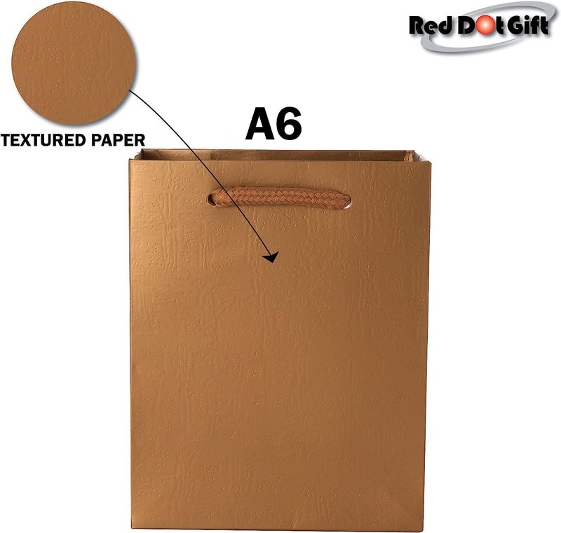 Red Dot Gift REDDOTGIFT® Pack of 10 Textured Paper Bags,Gift Bags Shopping Bag Party Favor Bags for Birthday Mother’s Day, Baby Shower Bridal Shower Wedding Gift (A6 : H14.5 * 11.5 * 6.5cm, Gold) - Image 2