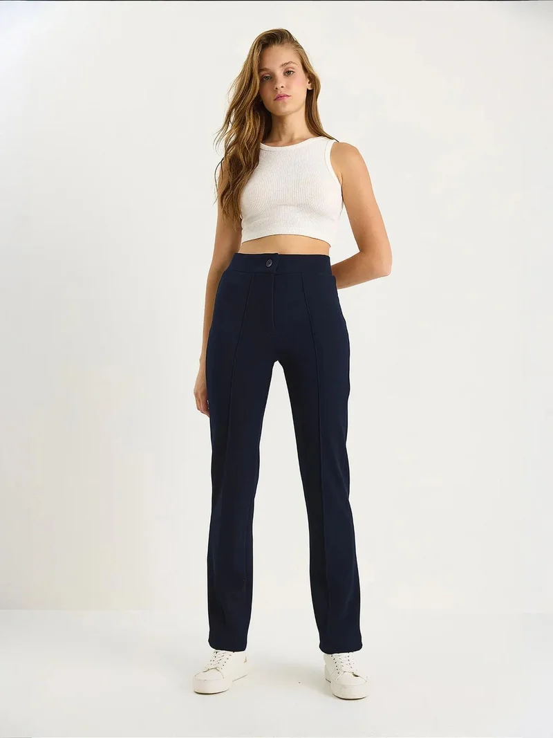 Bianco Lucci Navy Blue LUCCI Flare Pants for Women | Best Price UAE