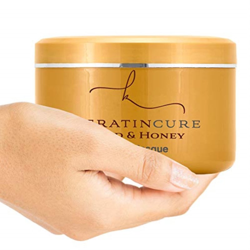 Keratin Cure Keratin Cure Gold & Honey Deep Hair Mask Masque Conditioning Strengthen Dry Damaged Growth Relieves Scalp for all hair Moisturizing Reparation Argan Coconut Marula Women Men Beards 8 Oz  - Image 3