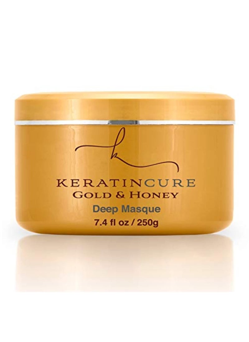 Keratin Cure - Keratin Cure Gold & Honey Deep Hair Mask Masque Conditioning Strengthen Dry Damaged Growth Relieves Scalp for all hair Moisturizing Reparation Argan Coconut Marula Women Men Beards 7.4 Fl Oz - Image 1