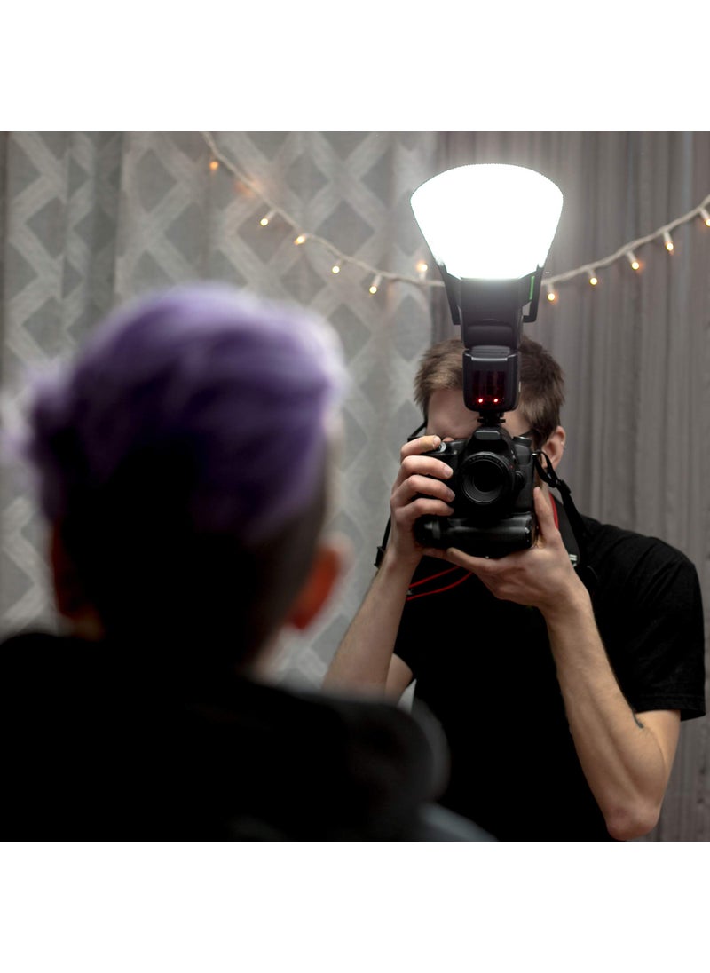 Kachifoto 2 Pack Flash Diffuser Reflector Black Edition - 2-Sided White/Silver Bend Bounce Flash Reflector Kit with Elastic Strap for Canon, Nikon, Sony, Fuji and All Speedlight Flashes - by Kachifoto  - Image 4