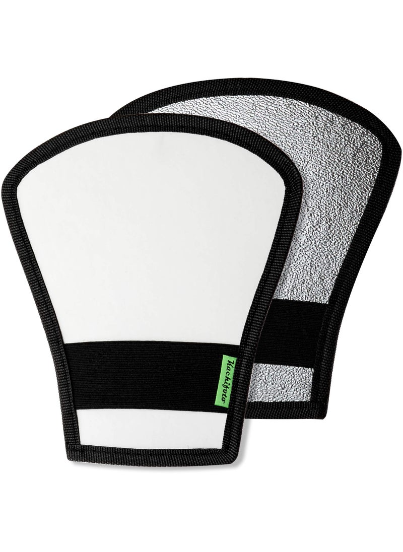 Kachifoto 2 Pack Flash Diffuser Reflector Black Edition - 2-Sided White/Silver Bend Bounce Flash Reflector Kit with Elastic Strap for Canon, Nikon, Sony, Fuji and All Speedlight Flashes - by Kachifoto  - Image 1