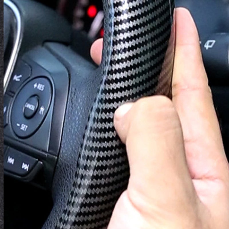 Carbon Fiber Steering Wheel Cover: Black, Universal Size, All-Season Use - Easy Installation, Enhanced Grip, Durable Texture for Car Interior Accessory - Image 4