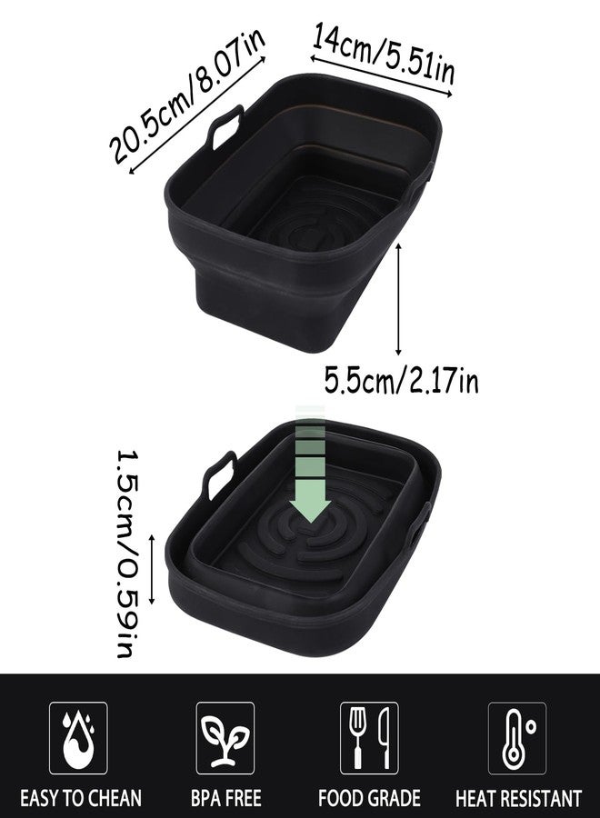 Fchil Collapsible Air Fryer Silicone Liners Pot, Reusable Air Fryer Silicone Basket for 8 & 10 QT Air Fryer, Nonstick Air Fryer Baking Pan Accessories for Oven, 8.1 Inch, Black - Image 2