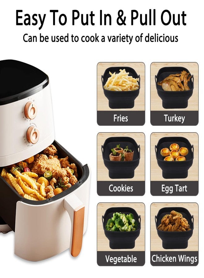 Fchil Collapsible Air Fryer Silicone Liners Pot, Reusable Air Fryer Silicone Basket for 8 & 10 QT Air Fryer, Nonstick Air Fryer Baking Pan Accessories for Oven, 8.1 Inch, Black - Image 5