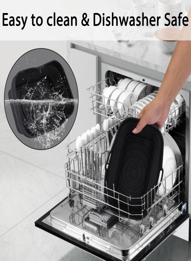 Fchil Collapsible Air Fryer Silicone Liners Pot, Reusable Air Fryer Silicone Basket for 8 & 10 QT Air Fryer, Nonstick Air Fryer Baking Pan Accessories for Oven, 8.1 Inch, Black - Image 4