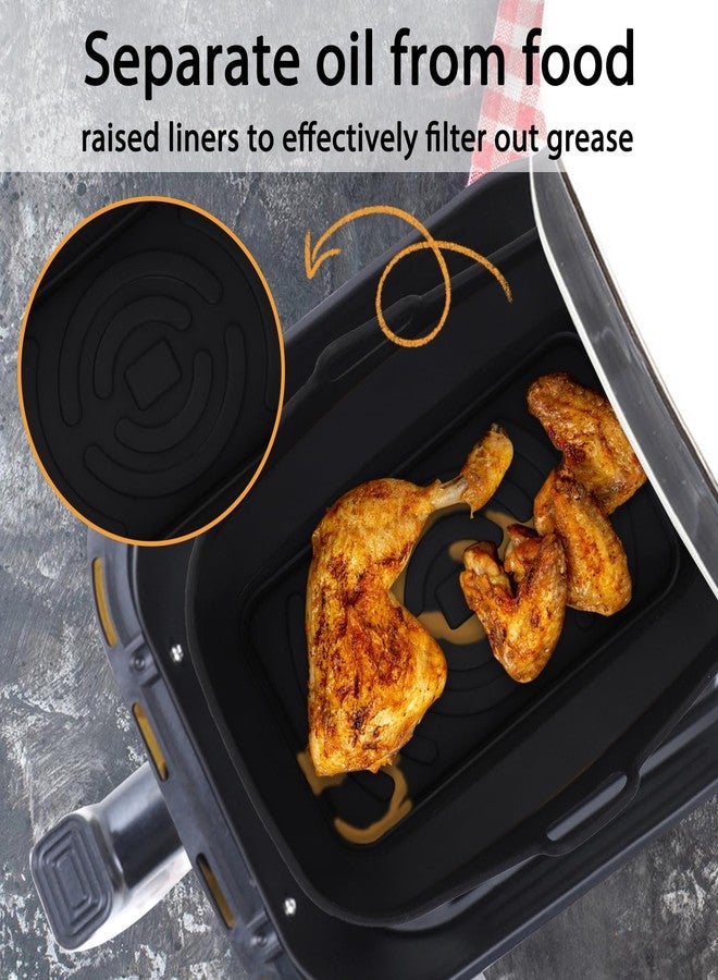 Fchil Collapsible Air Fryer Silicone Liners Pot, Reusable Air Fryer Silicone Basket for 8 & 10 QT Air Fryer, Nonstick Air Fryer Baking Pan Accessories for Oven, 8.1 Inch, Black - Image 3