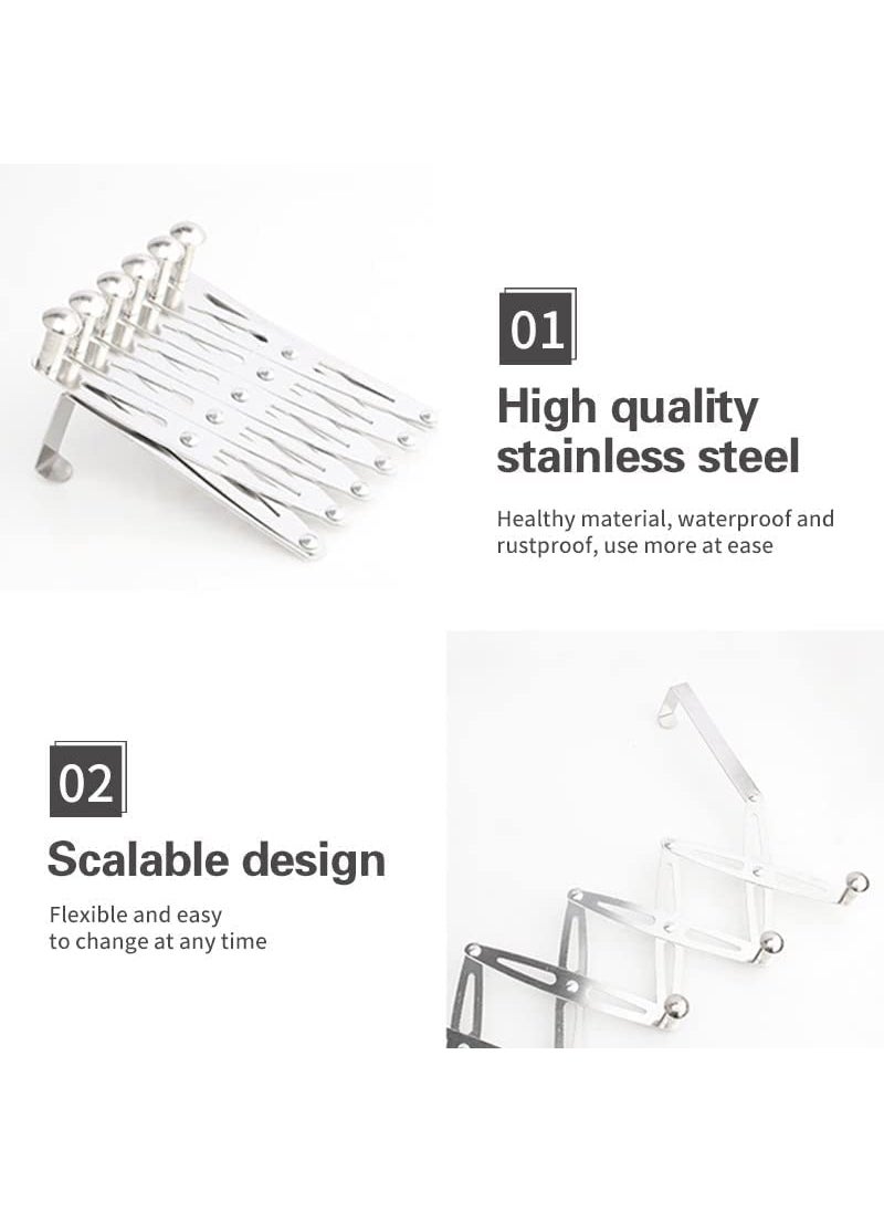 Mforall Mforall Over The Door Hanger Hooks Organizer 6 Alloy Steel Hooks for Clothes Flexible Door Back Hanger Rack Cloth Hanger for Door Bathroom Hangers for Clothes Towel Wardrobe Silver  - Image 4