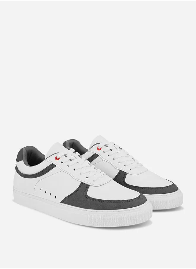 Styli Color Block Flat Sole Lace Up Sneakers