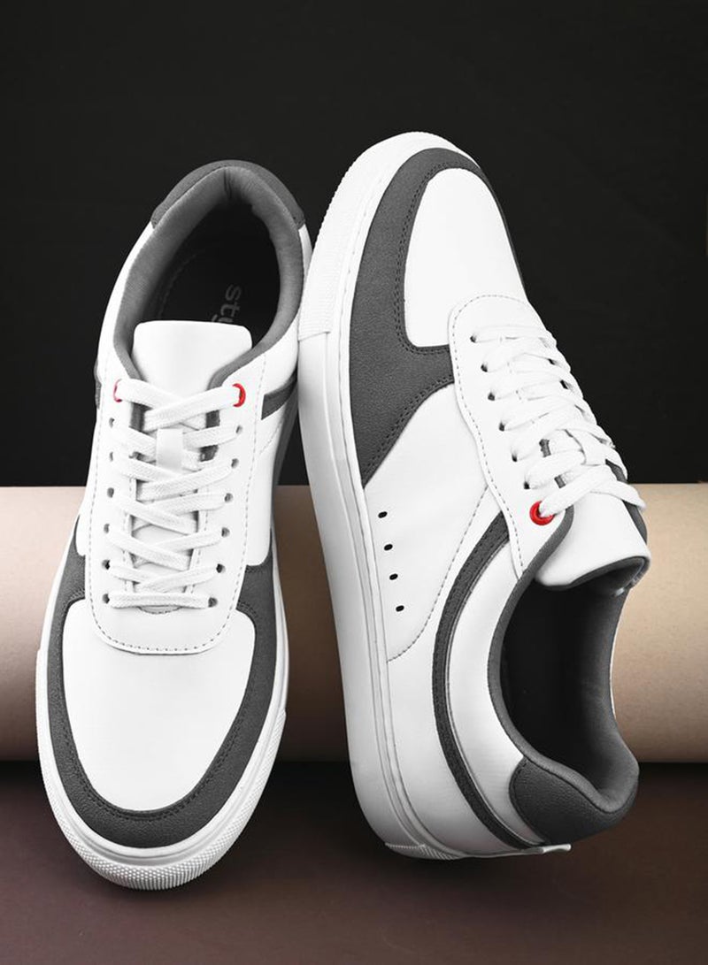 Styli Active Color Block Flat Sole Lace Up Sneakers - Image 1