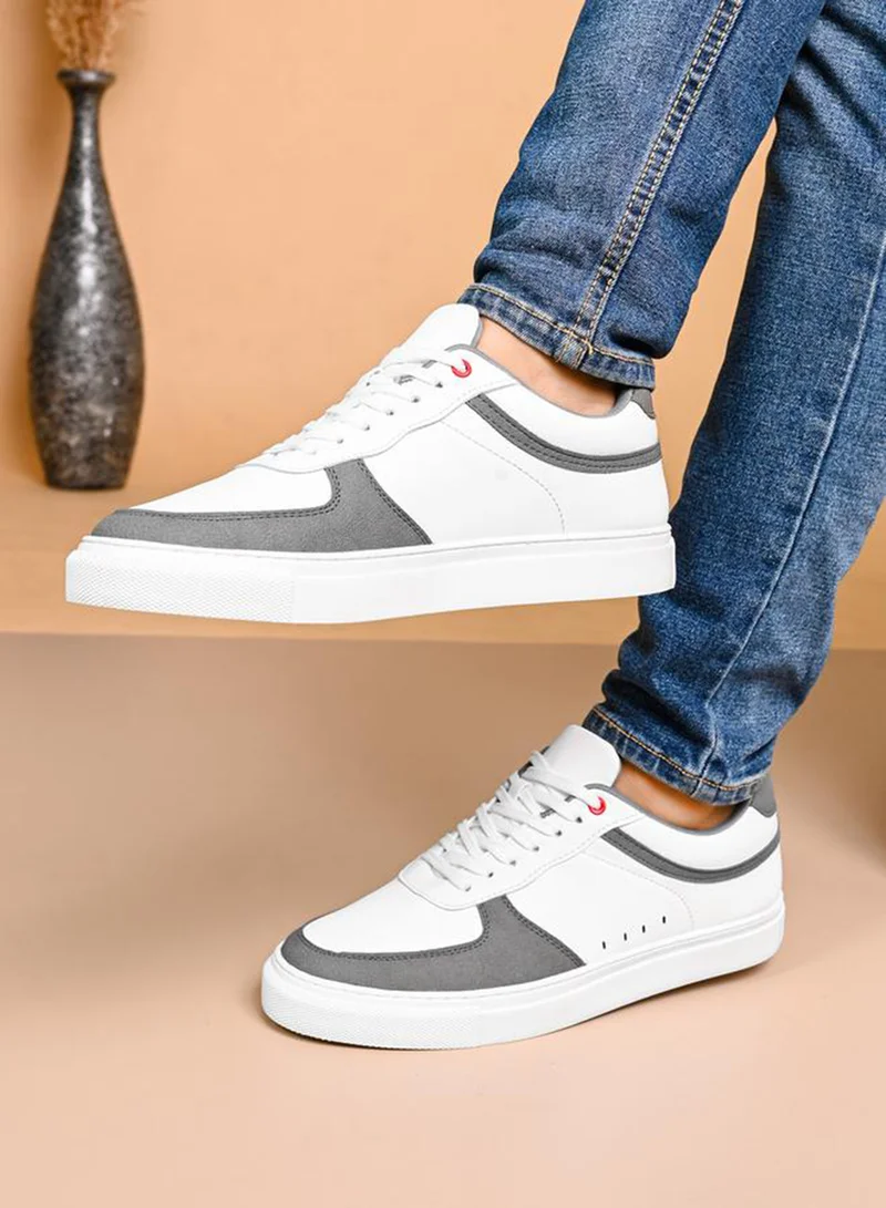 Styli Active Color Block Flat Sole Lace Up Sneakers