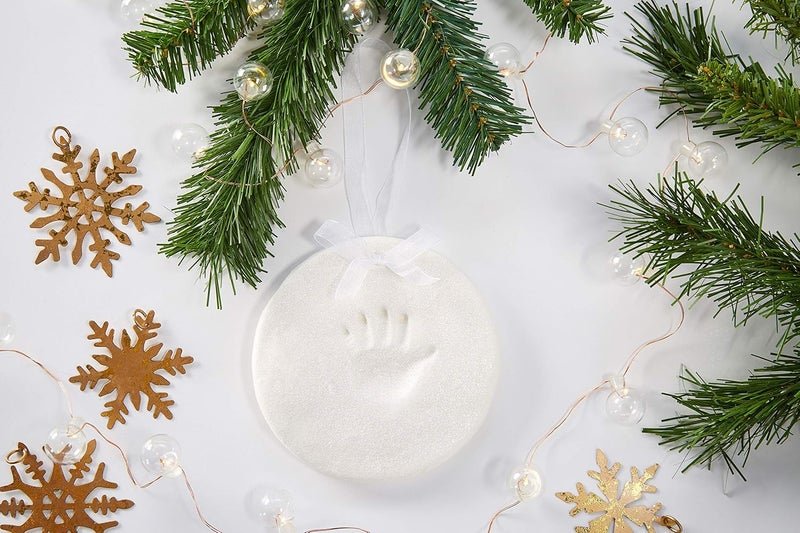 Pear Head Christmas Baby's First Handprint or Footprint Ornament Kit, Holiday Newborn Gift, Easy No-Bake DIY Babyprints Clay Impression, Baby Keepsake Gift, Glitter - Image 4