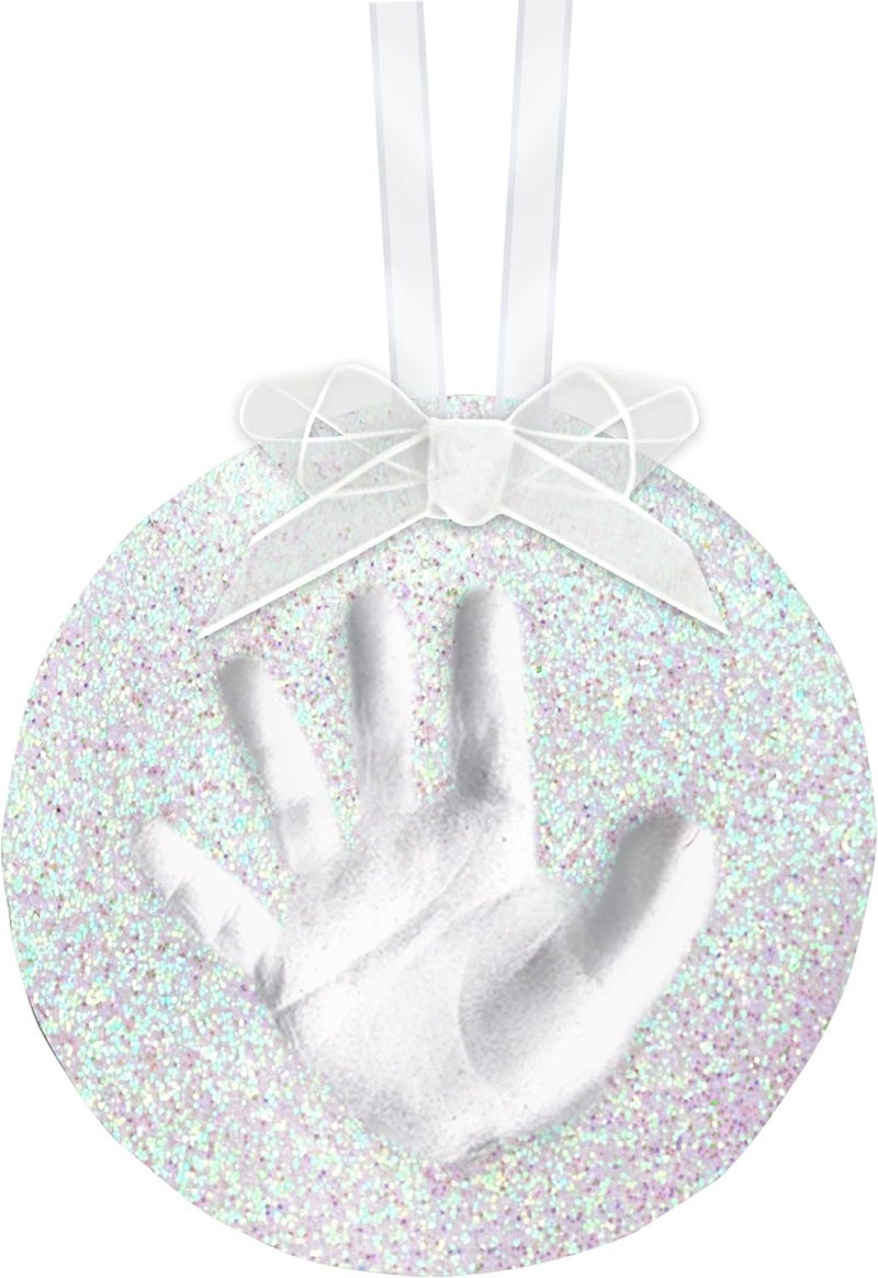 Pear Head Christmas Baby's First Handprint or Footprint Ornament Kit, Holiday Newborn Gift, Easy No-Bake DIY Babyprints Clay Impression, Baby Keepsake Gift, Glitter - Image 1