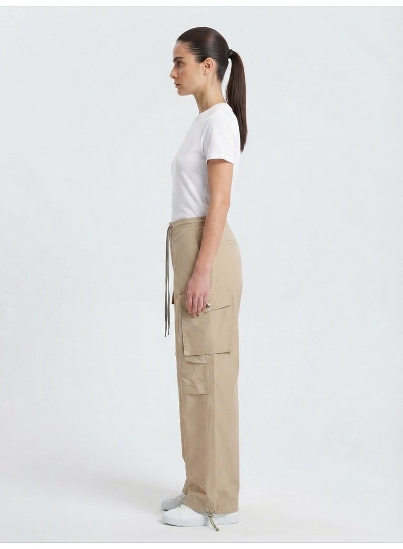 Zara Women's Beige Relaxed Fit Cargo Pants - Image 2