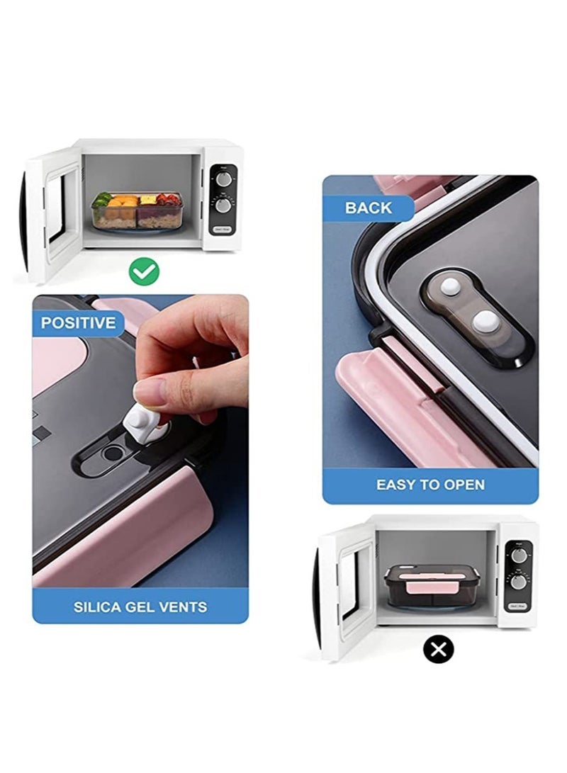 Captaintech Bento Lunch Box - 3 Compartment Lunch Containers for Adults and Kids,Food Grade Plastic Lunch Box with with Spoon & Fork - Image 4