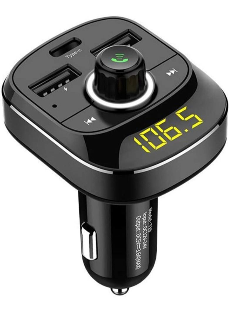 Fm Transmitter For Car, Bluetooth 5.0 Car Radio Audio Adapter With Qc3.0 Quick Charge, Pd Charge Port, Usb Drive, Tf Card, Mp3 Player, Support Hands-Free Calling - Image 1