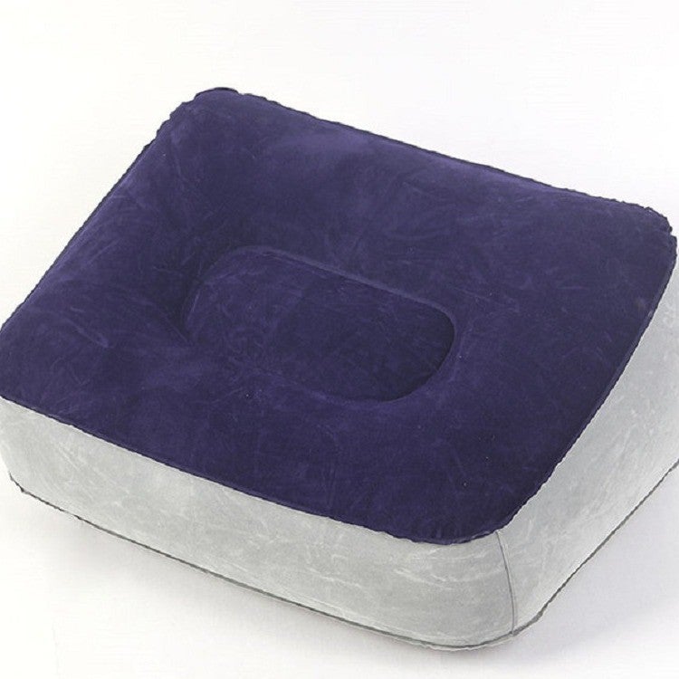 Inflatable Velvet Leg Rest Pillow for Car Navy blue 