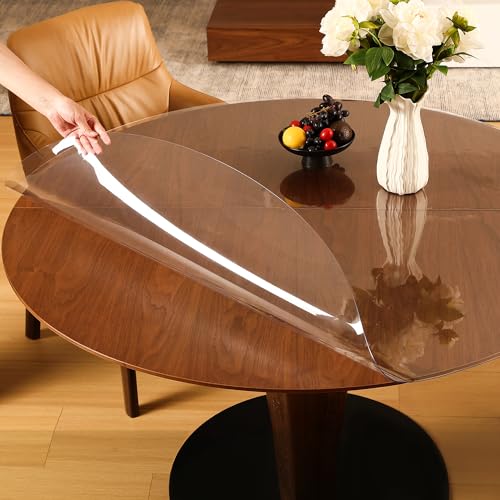 ETECHMART Clear Round Table Cover Protector 36 20mm Thick Vinyl Waterproof Transparent Table Protector NonSlip Heat Resistant Clear Plastic Table Cover Protector for Coffee Table Hard Floor