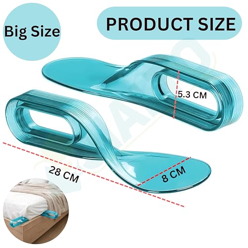 JIALTO 2 Pcs Bedsheet Tucker Tool – Mattress Helper for Tight Sheet Tucking, Easy Bed Making, Ergonomic Design, Durable Plastic Sheet Tucker Clip, Fits Under Mattress Corners (Blue) - Image 2