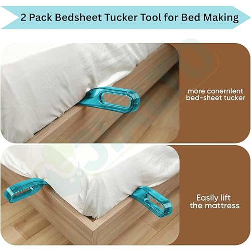 JIALTO 2 Pcs Bedsheet Tucker Tool – Mattress Helper for Tight Sheet Tucking, Easy Bed Making, Ergonomic Design, Durable Plastic Sheet Tucker Clip, Fits Under Mattress Corners (Blue) - Image 5